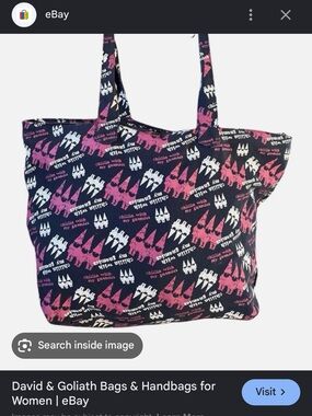 ISO: This version of David and Goliath tote bag in One Tough Cookie print!